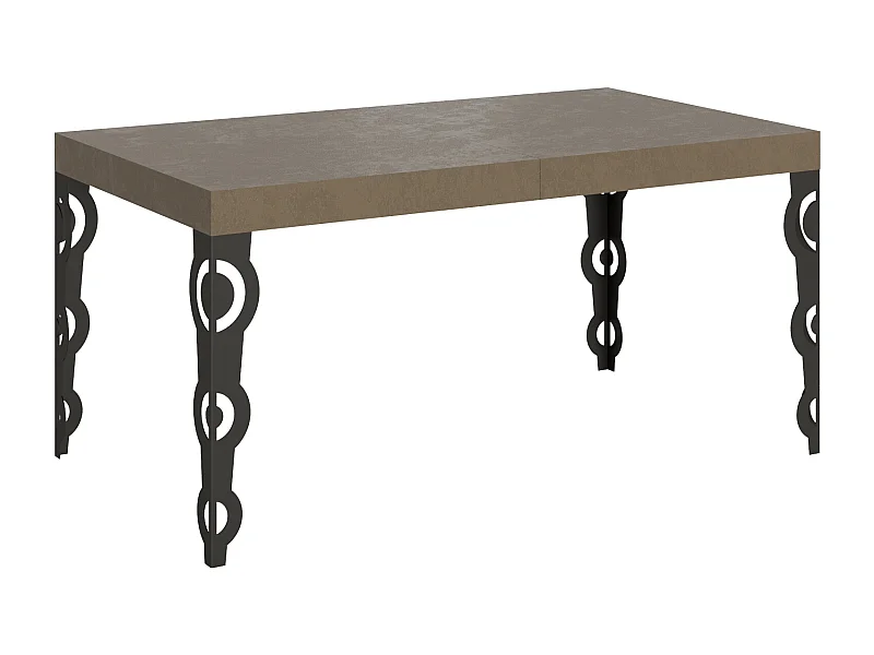 Karamay Premium 160/264x90 cm ausziehbarer Tisch in Taubengrau mit anthrazitfarbenen Beinen