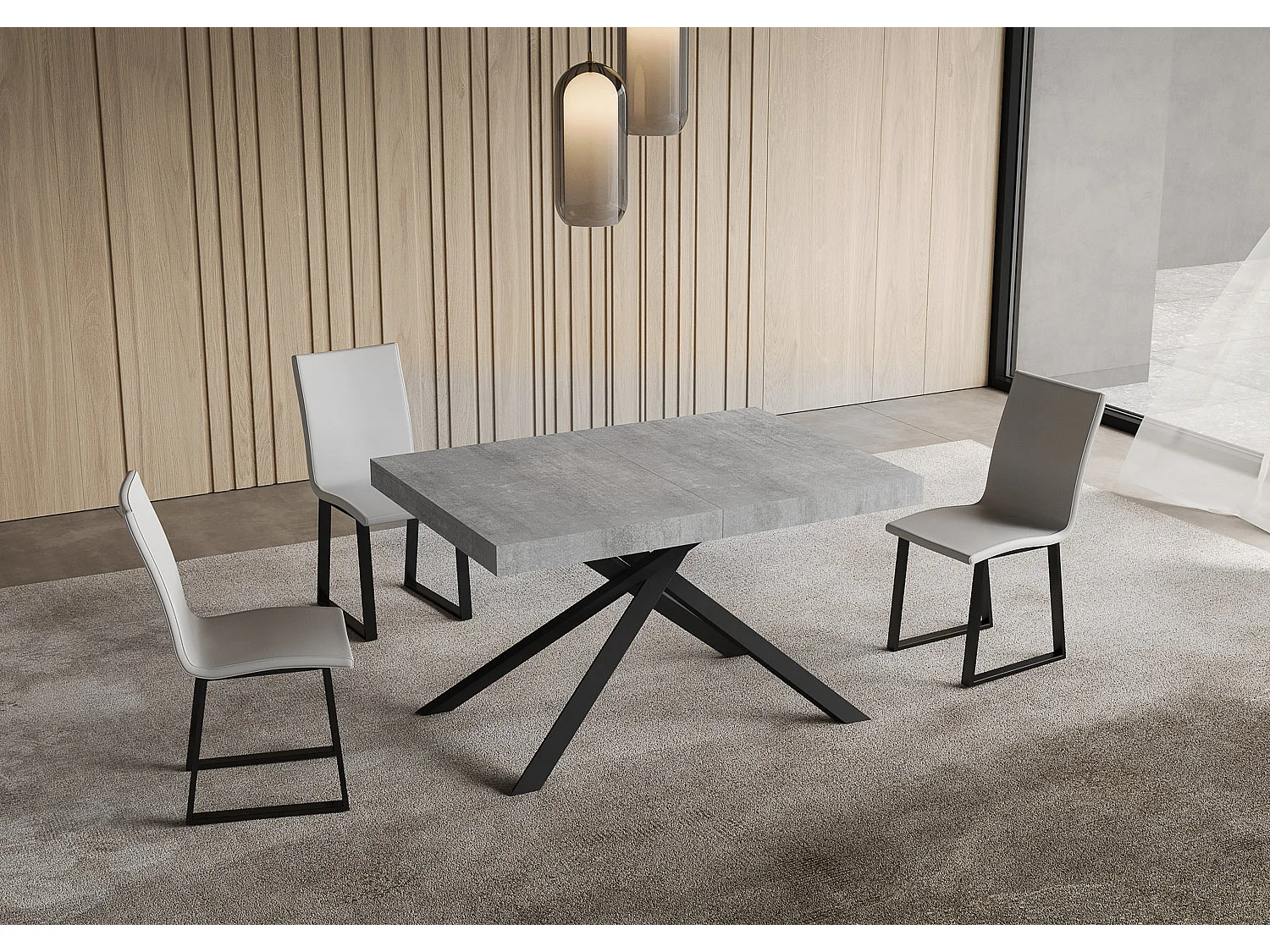 Niket udtræksbord 140/244x90 cm beton antracit ben