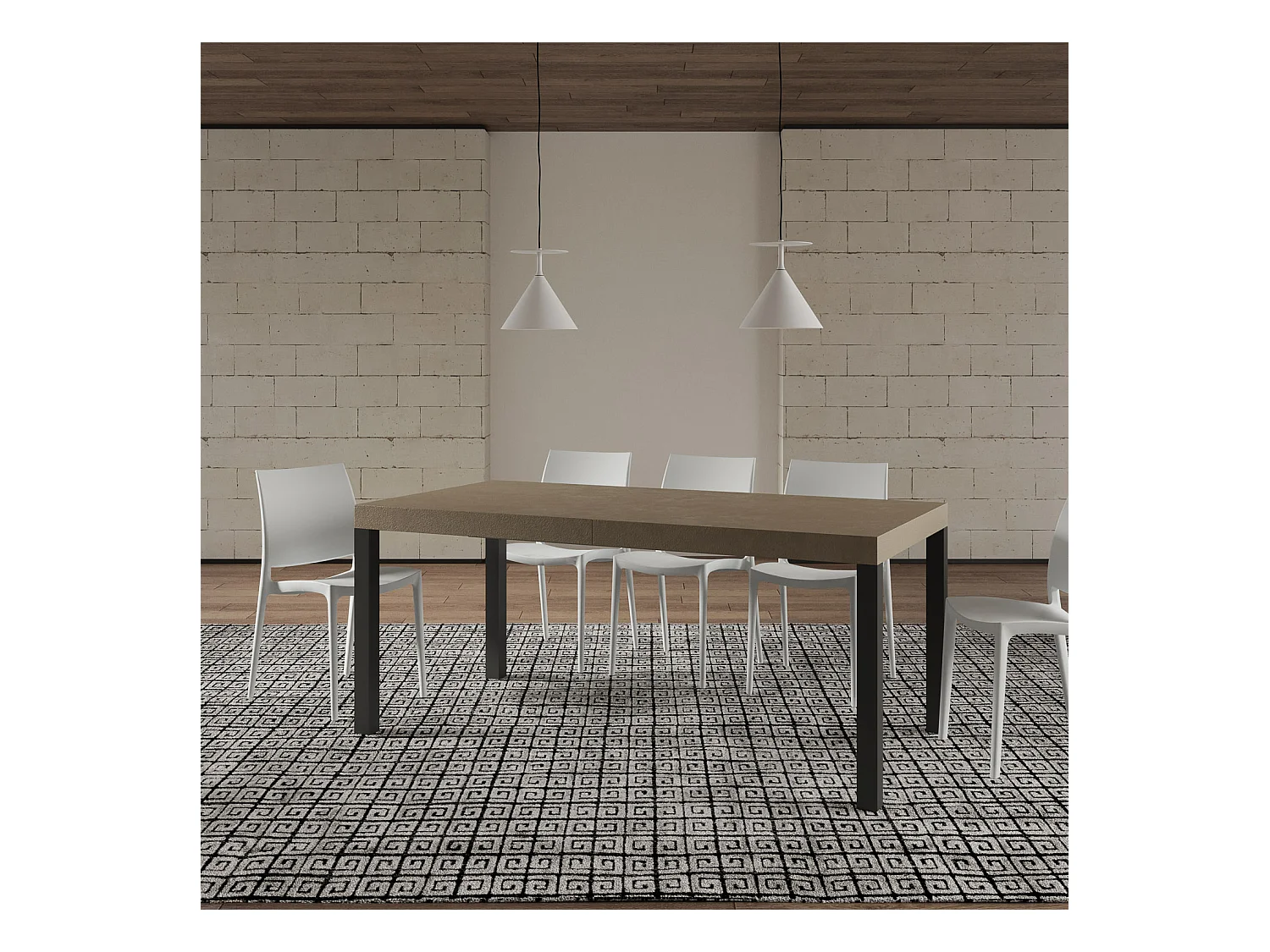 Everyday Premium Ausziehtisch 200/304x90 cm taubengrau mit anthrazitfarbenen Beinen