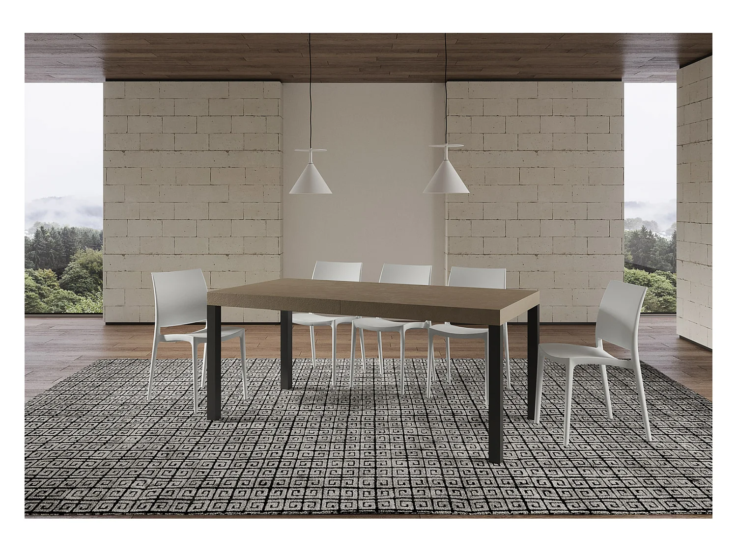 Everyday Premium Ausziehtisch 200/304x90 cm taubengrau mit anthrazitfarbenen Beinen