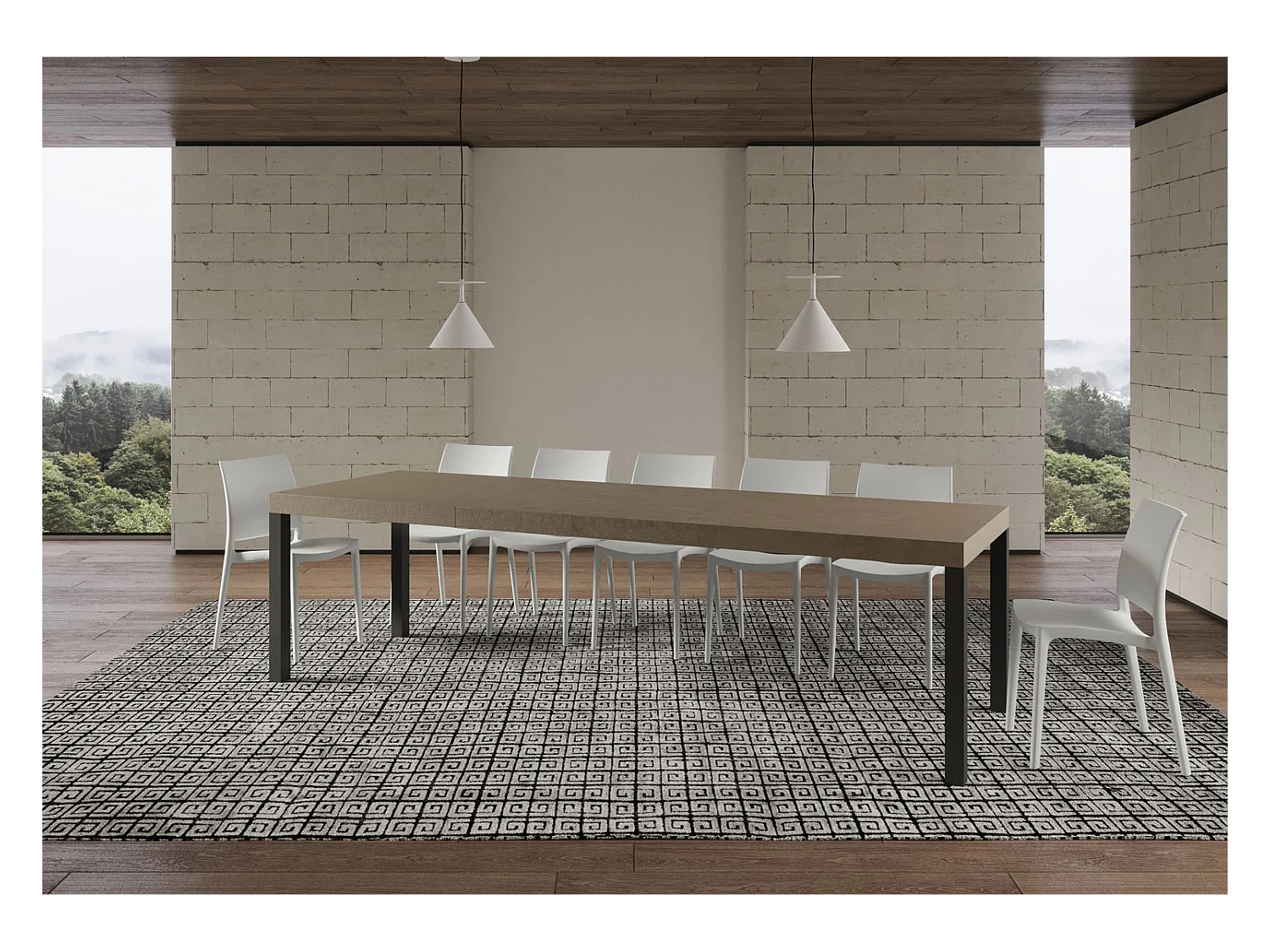 Everyday Premium Ausziehtisch 200/304x90 cm taubengrau mit anthrazitfarbenen Beinen