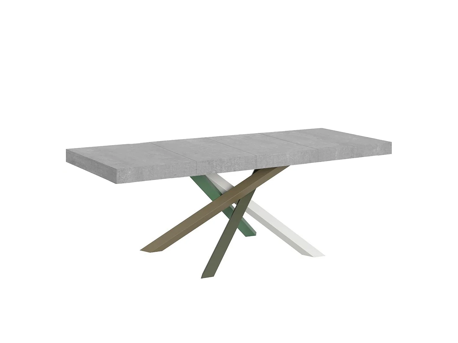 Mesa extensível 160/420x90 cm Volantis Premium concreto pernas multicoloridas 4/A