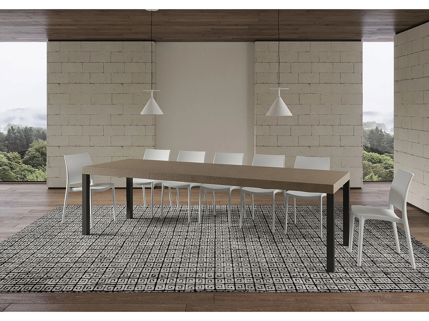 Table extensible 90x160/420 cm Everyday Premium taupe pieds anthracite