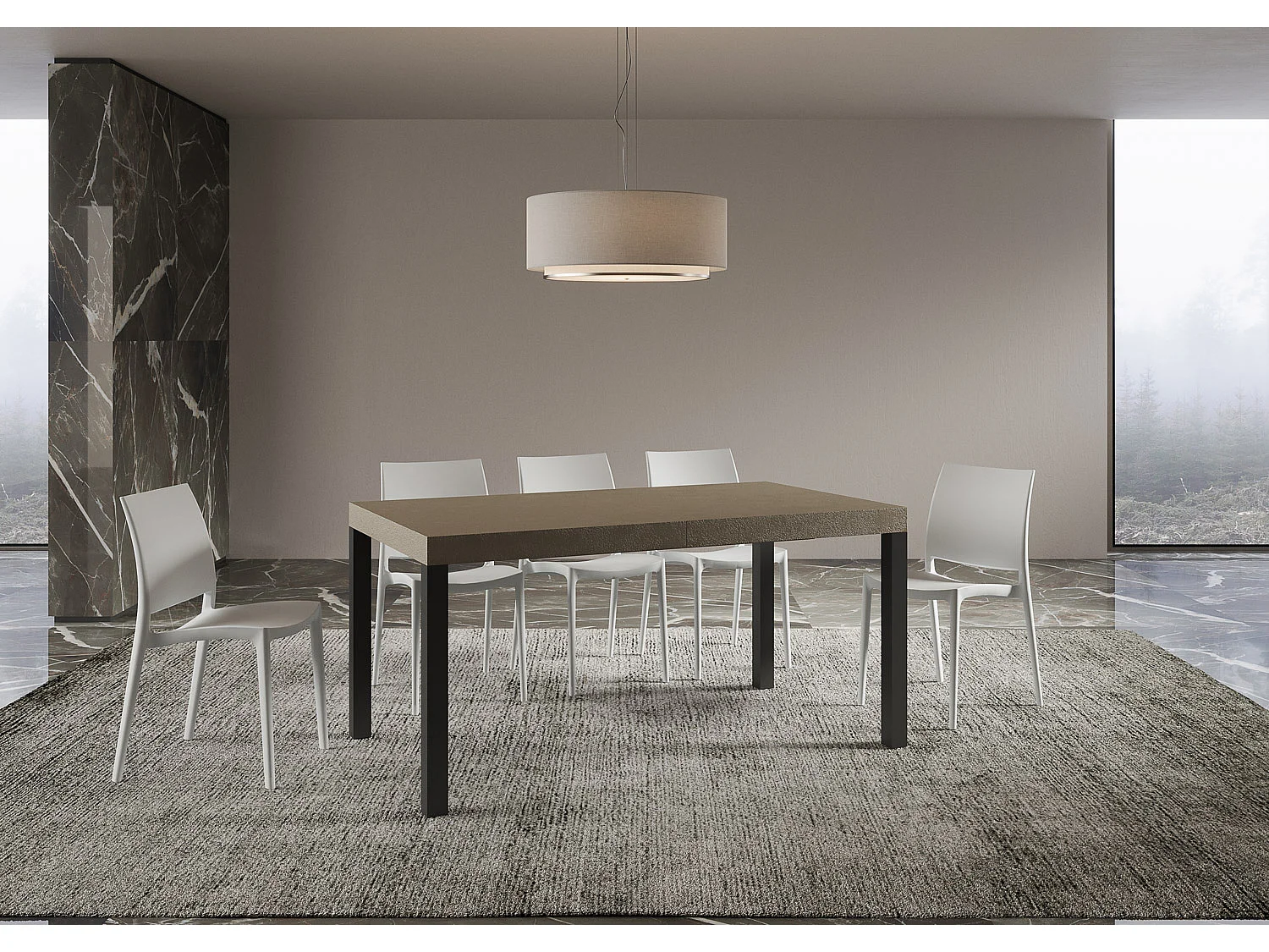 Everyday Premium 160/420x90 cm udtræksbord i duegrå med antracitben