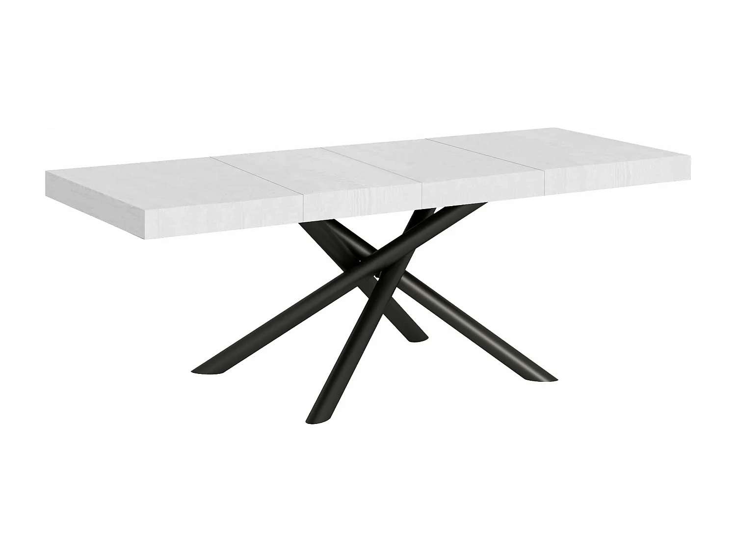 Table extensible 90x200/304 cm Famas Premium Frêne Blanc cadre Anthracite