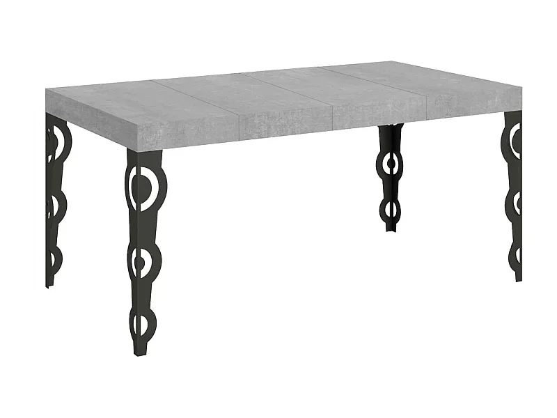 Table extensible 90x140/400 cm Karamay Premium Gris Béton cadre Anthracite