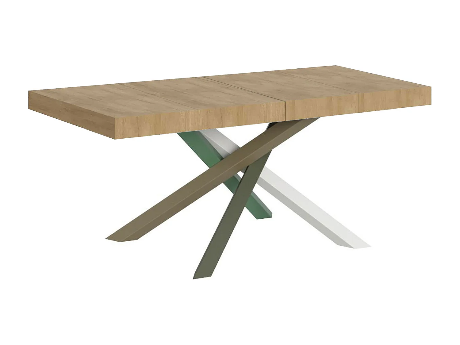 Udtræksbord 130/390x90 cm Volantis Premium ben i naturlig eg med flerfarvede 4/A