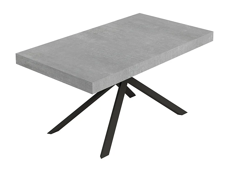 Table extensible 90x160/264 cm Niket gris béton pieds anthracite