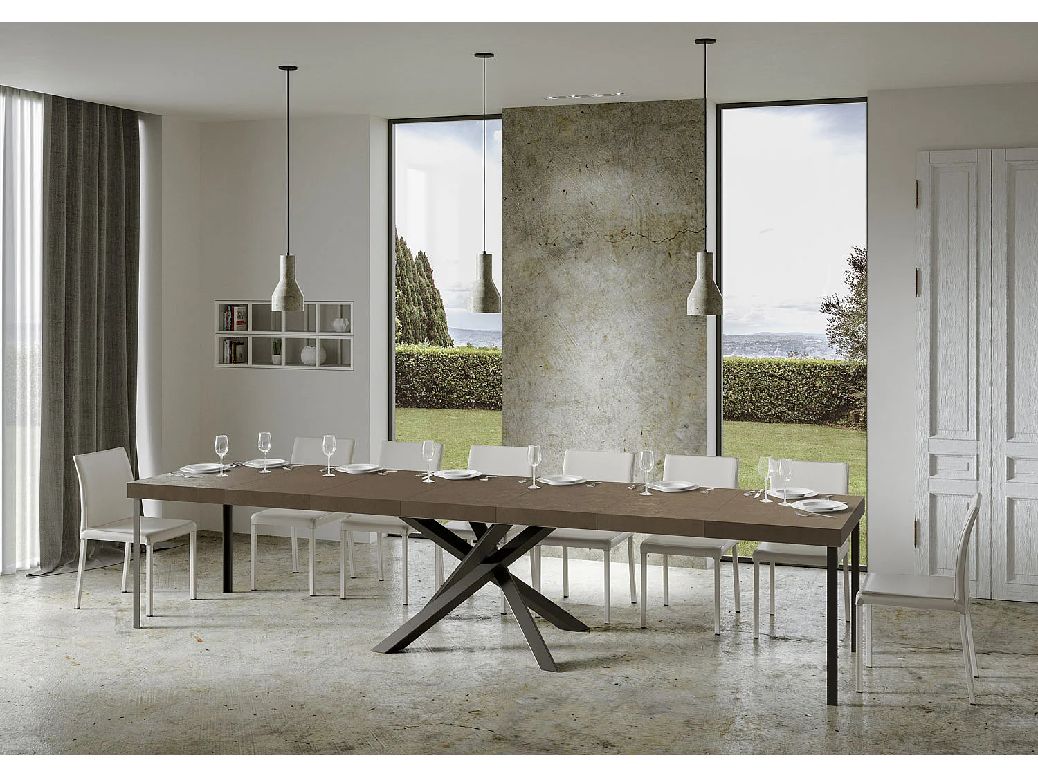 Table extensible 90x180/440 cm Volantis Premium taupe pieds anthracite