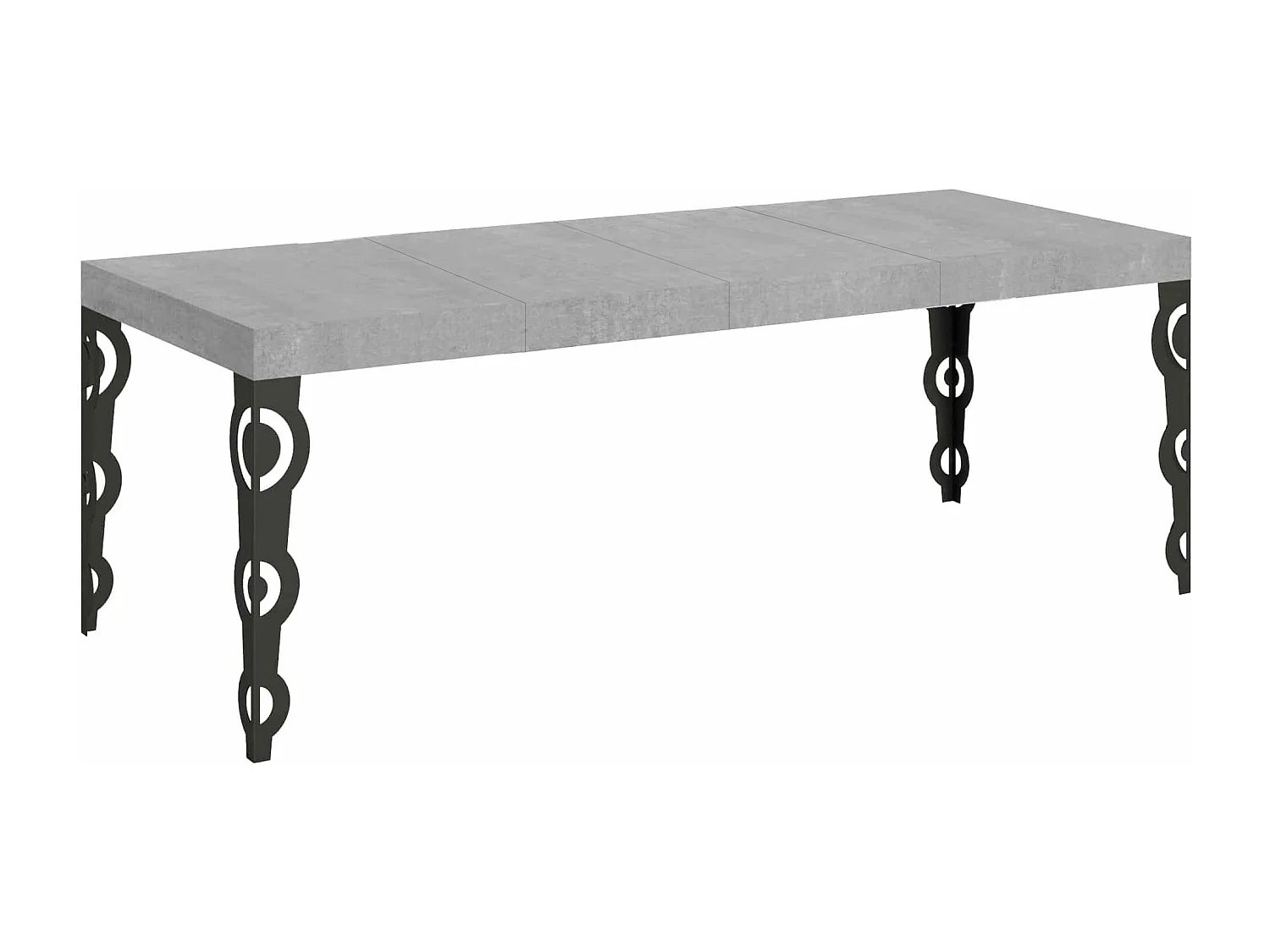 Table extensible 90x160/420 cm Karamay Premium Gris Béton cadre Anthracite