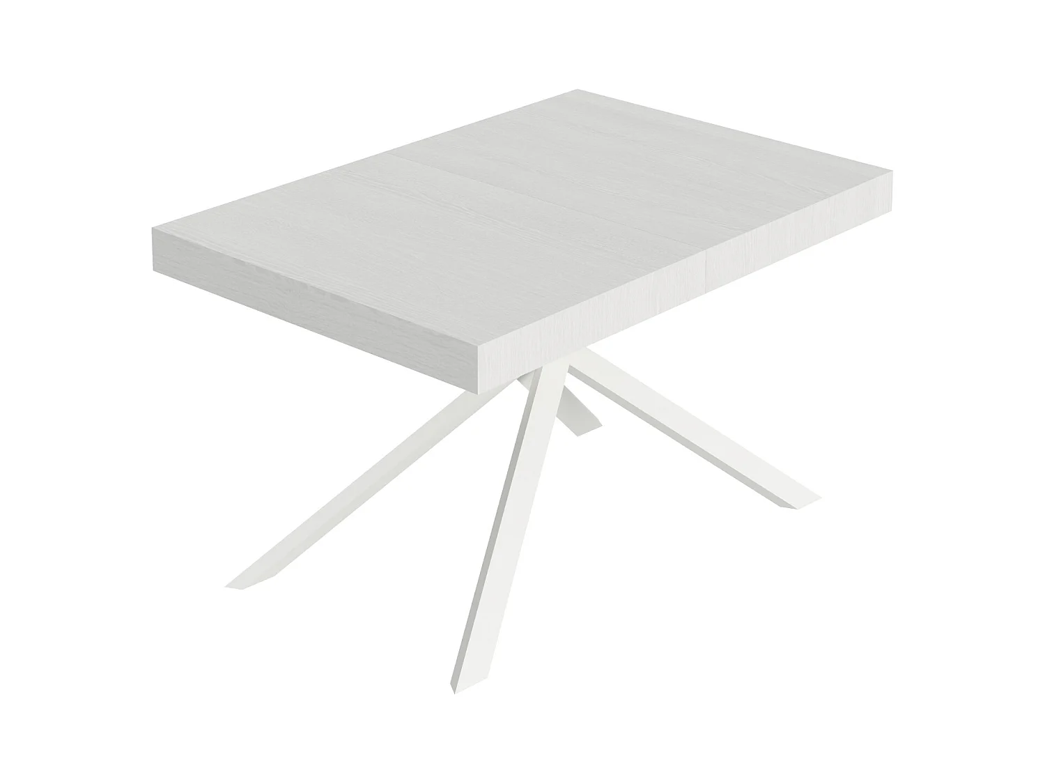 Niket ausziehbarer Tisch 120/204x80 cm, Esche weiß mit weißen Beinen