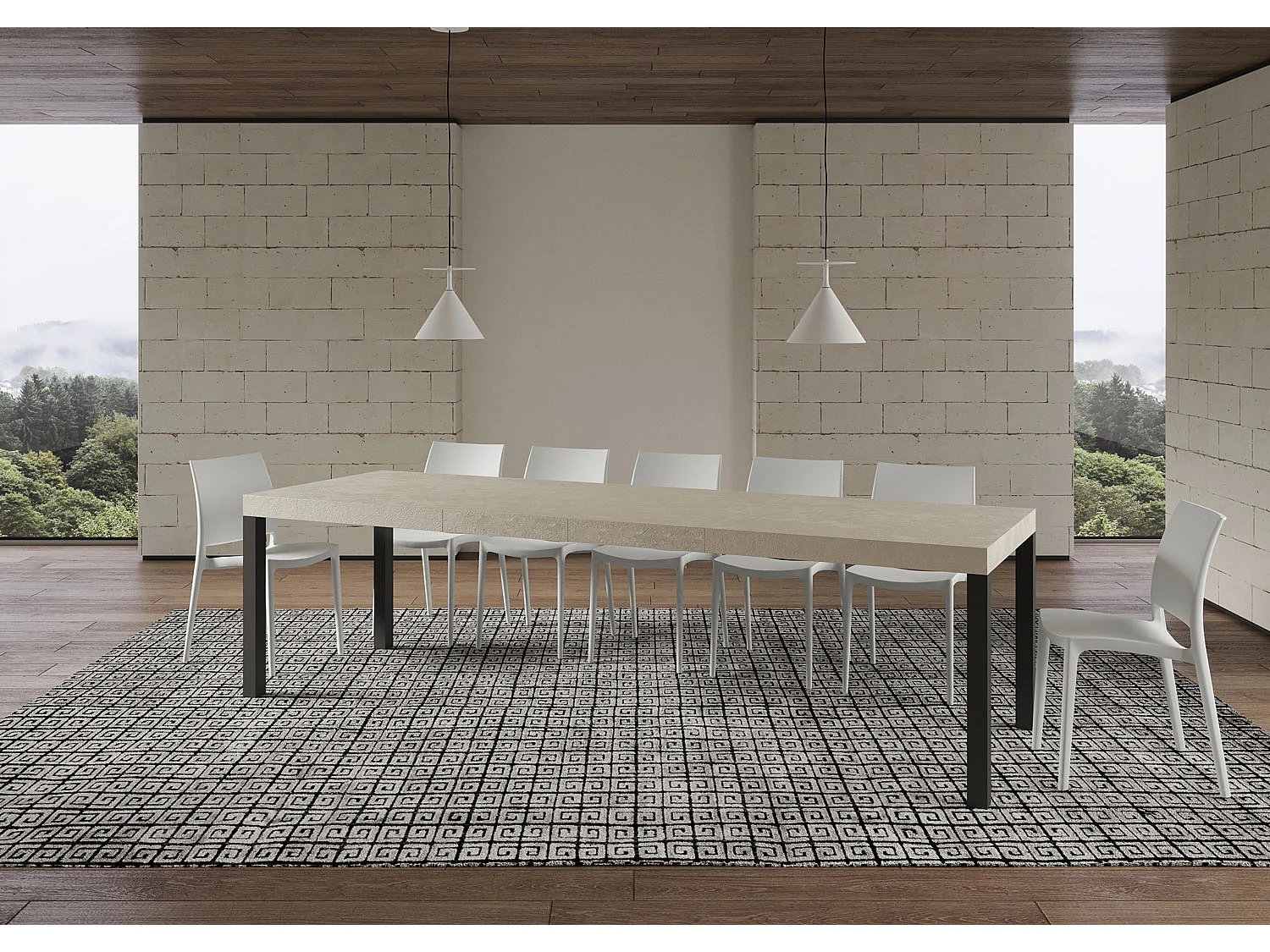 Mesa extensible 90x160/420 cm Everyday Premium cachemira patas antracita