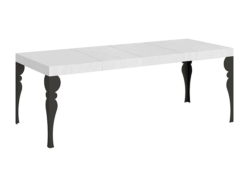 Table extensible 90x180/440 cm Paxon Premium Frêne Blanc cadre Anthracite