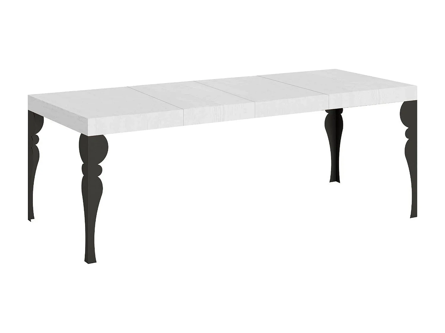 Paxon Premium Ausziehtisch 180/440x90 cm, Esche weiß, Beine anthrazit