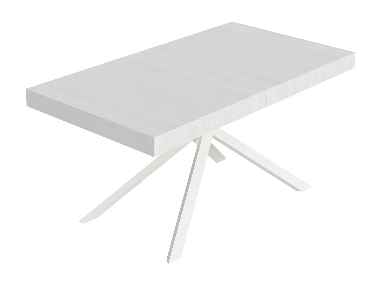 Table extensible 90x160/420 cm Niket Frêne Blanc pieds blancs