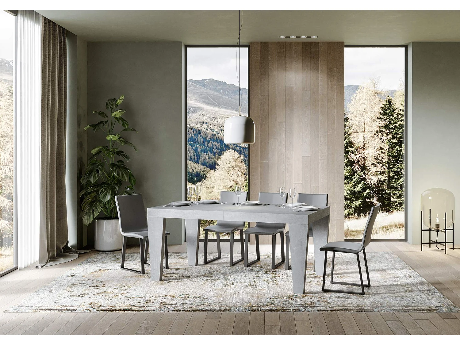 Table extensible 90x200/460 cm Spimbo Premium Gris Béton