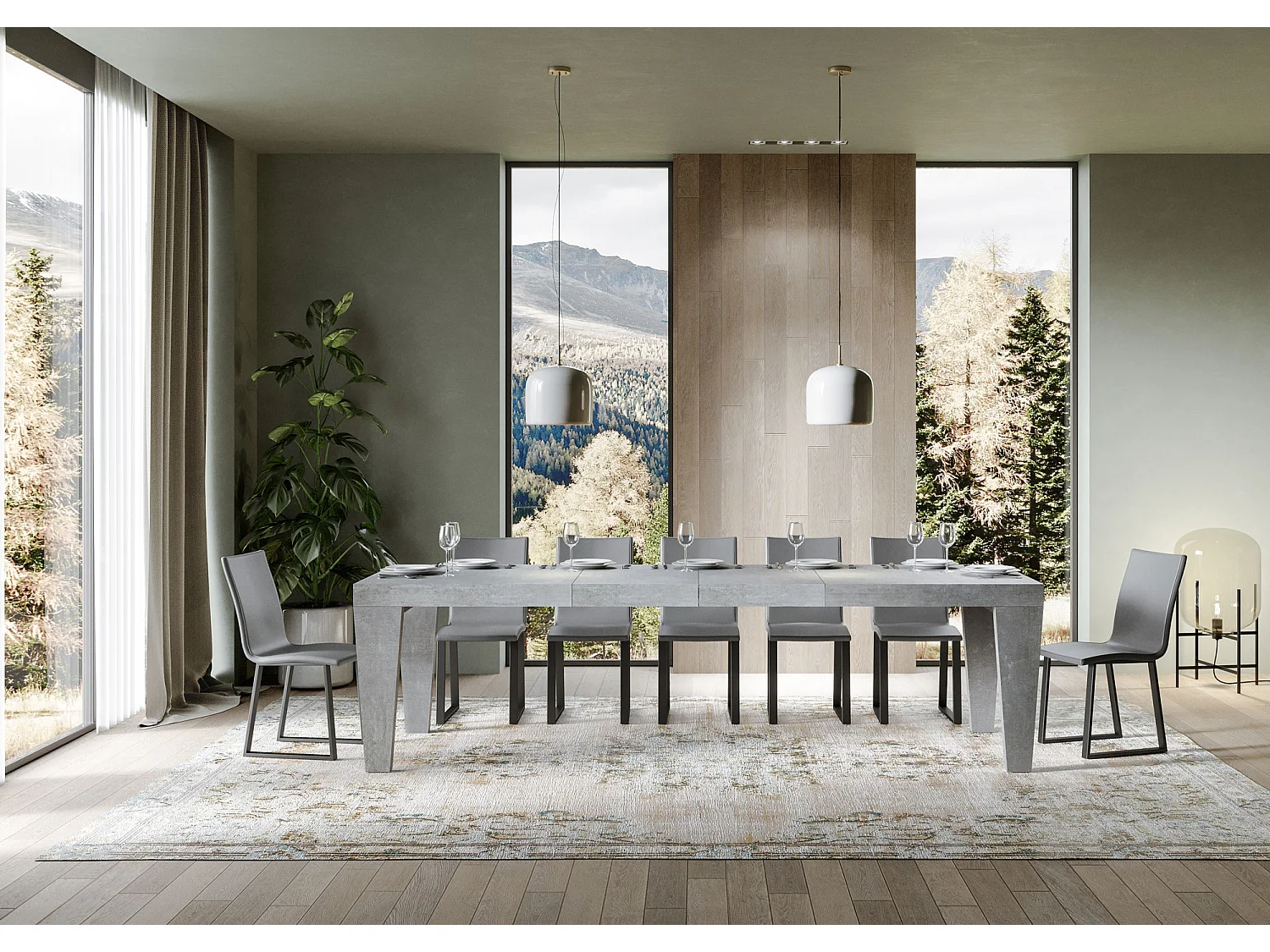 Table extensible 90x200/460 cm Spimbo Premium Gris Béton