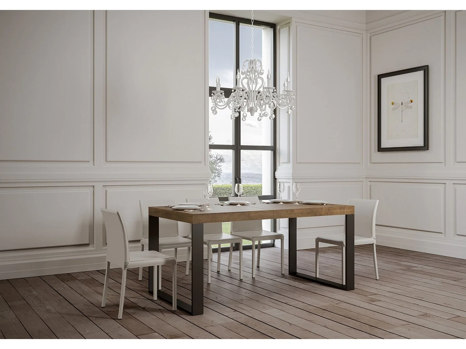 Tavolo allungabile 90x200/460 cm Tecno Premium noce telaio Antracite