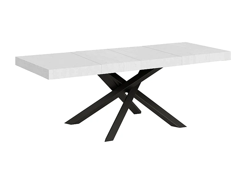 Table extensible 90x200/304 cm Volantis Premium Frêne Blanc cadre Anthracite