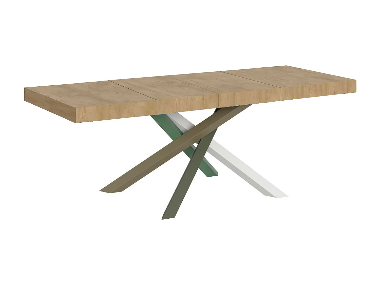 Udtræksbord 180/440x90 cm Volantis Premium ben i naturlig eg med flerfarvede 4/A