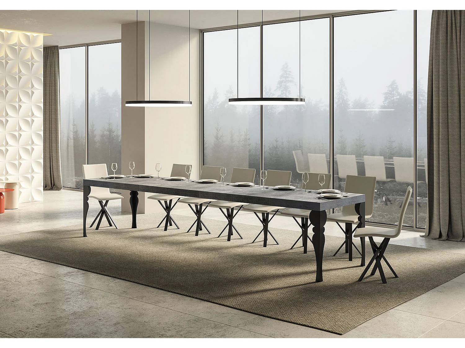 Paxon Premium 180/440x90 cm uitschuifbare tafel met antraciete poten.