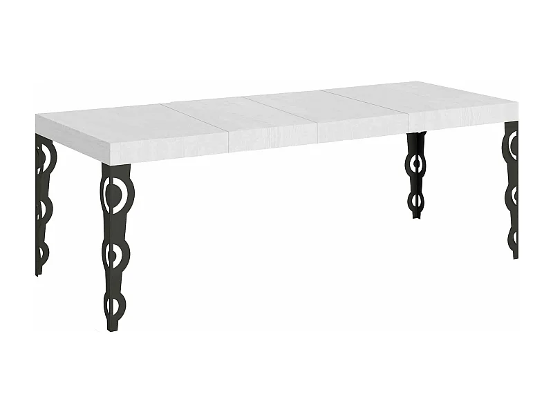 Table extensible 90x200/460 cm Karamay Premium Frêne Blanc cadre Anthracite
