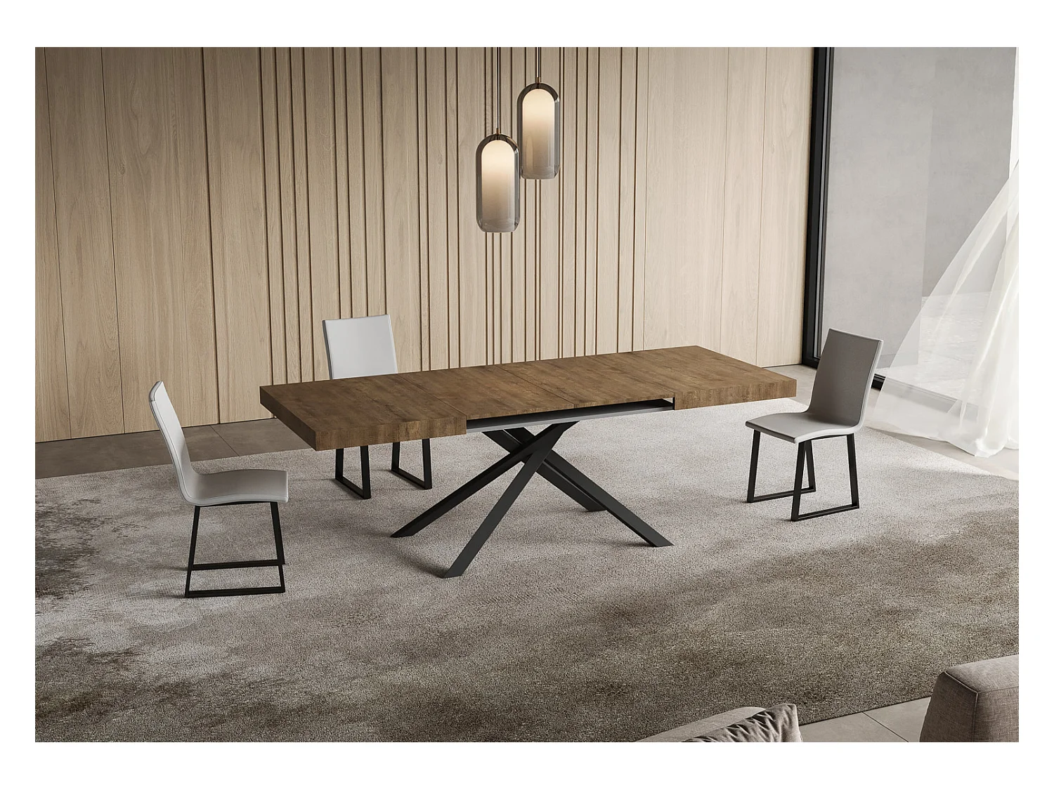 Itamoby Tavolo allungabile 90x120/380 cm Niket noce gambe antracite