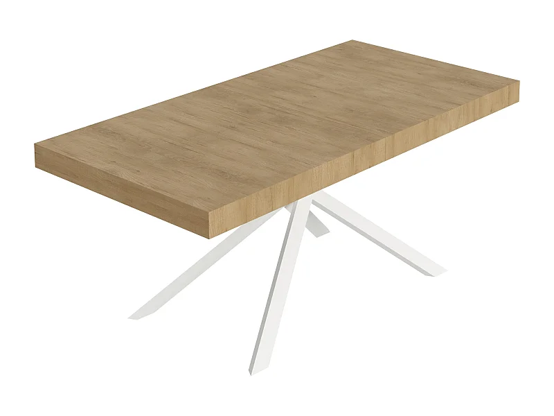 Table extensible 90x180/440 cm Niket Chêne Nature pieds blancs