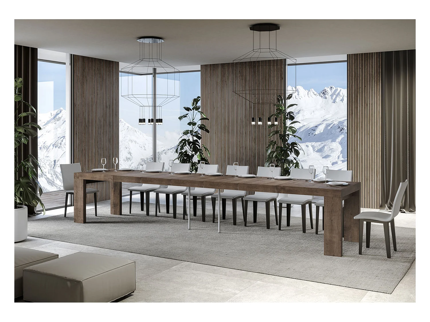 Stół rozkładany 180/440x90 cm Roxell Premium orzech