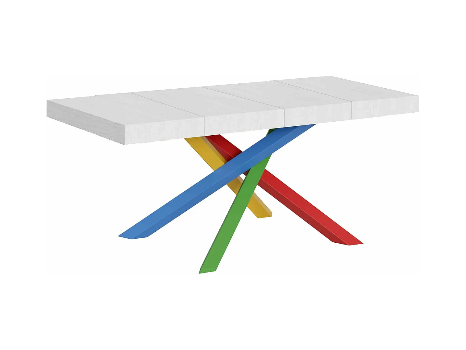 Ausziehtisch 140/400x90 cm Volantis Premium Esche weiß mehrfarbig Beine 4/B