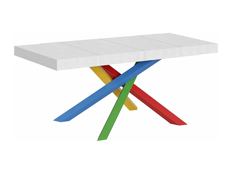 Ausziehtisch 140/400x90 cm Volantis Premium Esche weiß mehrfarbig Beine 4/B