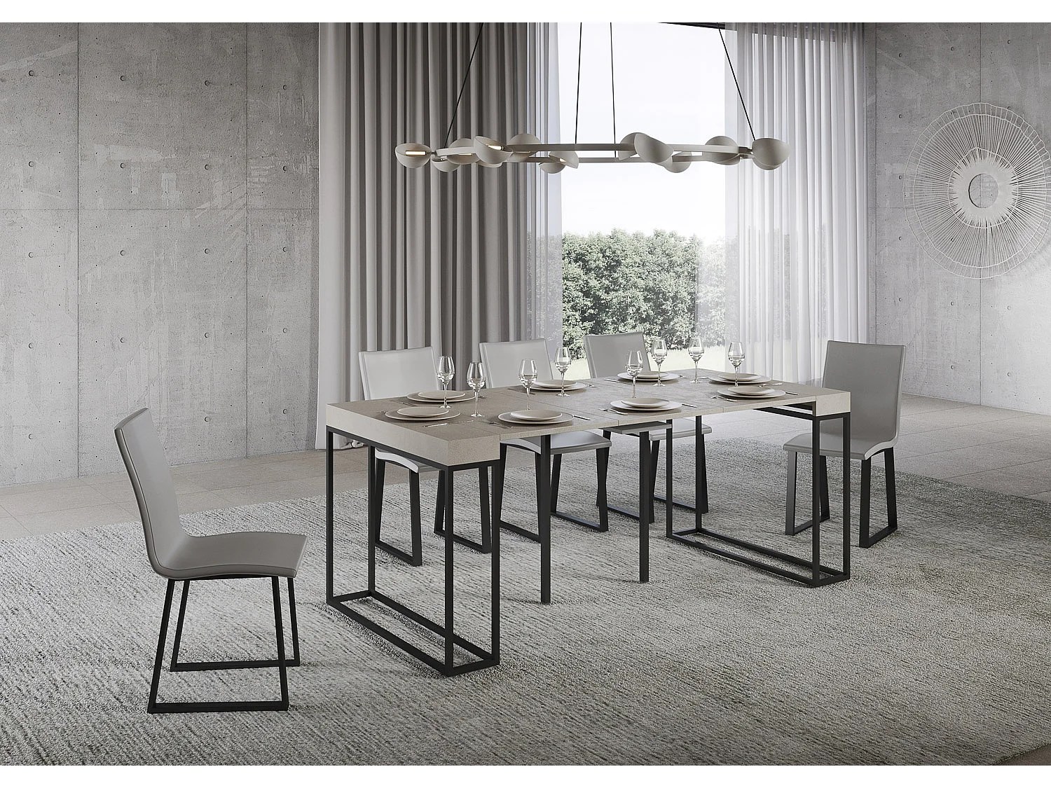 Console extensible 90x40/300 cm Epoca Cachemire cadre Anthracite