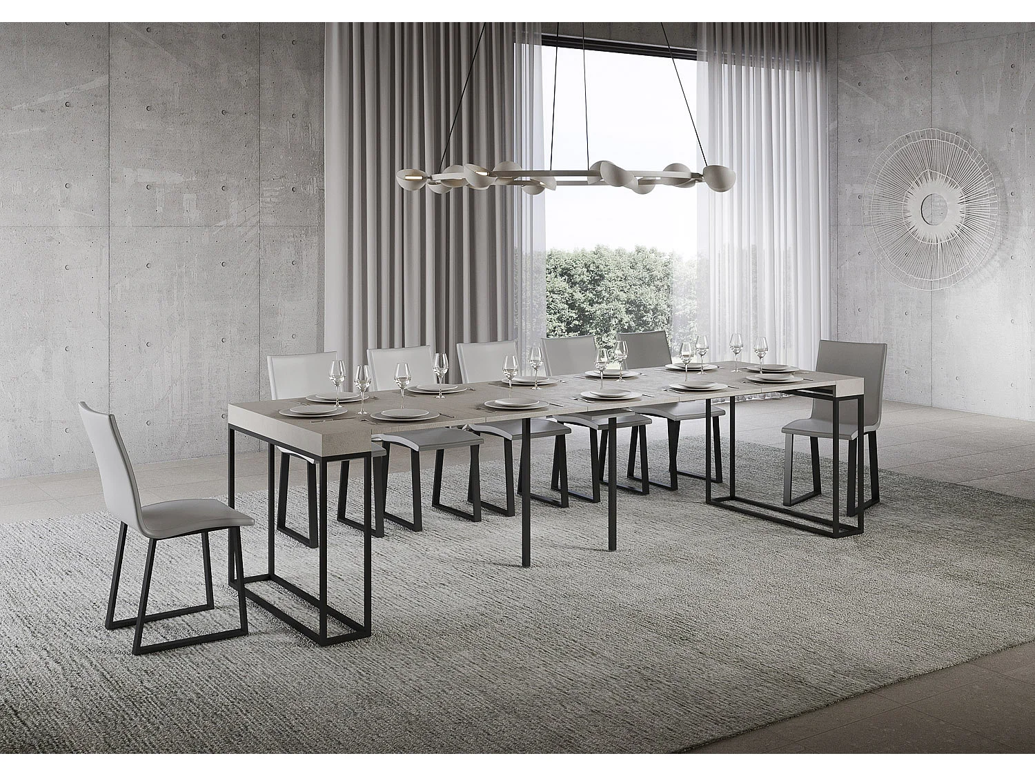 Console extensible 90x40/300 cm Epoca Cachemire cadre Anthracite