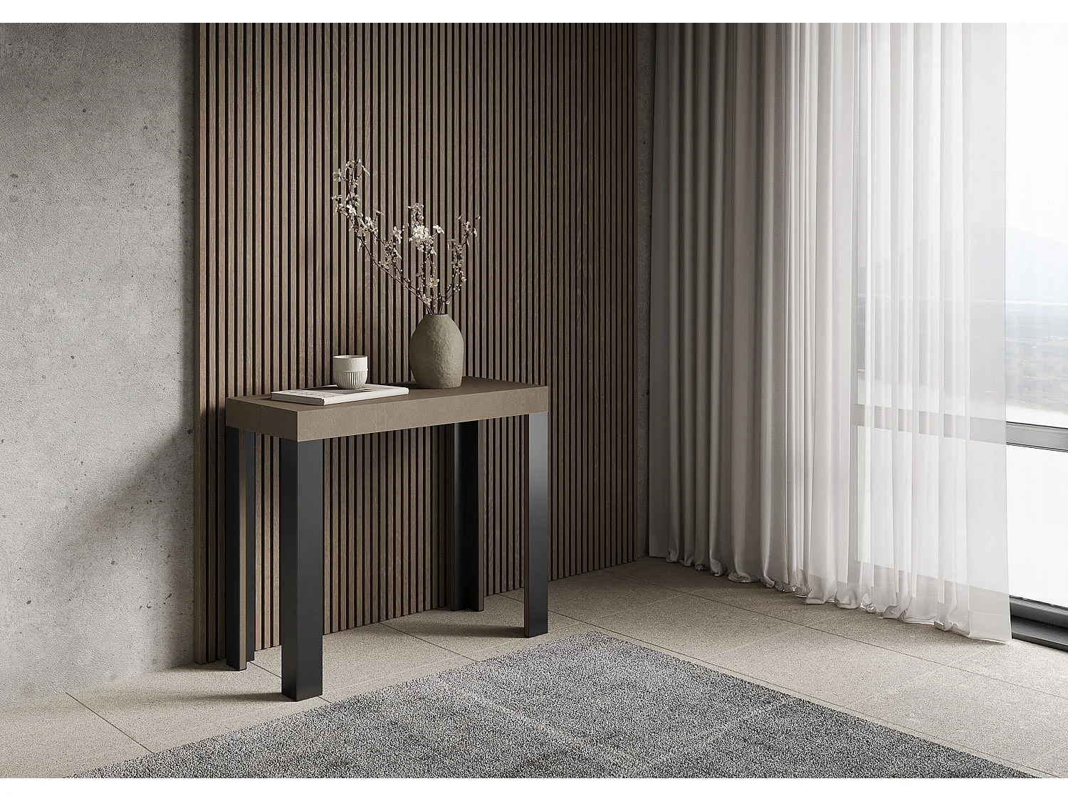 Itamoby Consolle allungabile 90x40/300 cm Linea Tortora telaio Antracite