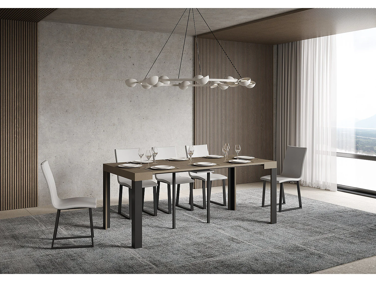 Itamoby Consolle allungabile 90x40/300 cm Linea Tortora telaio Antracite