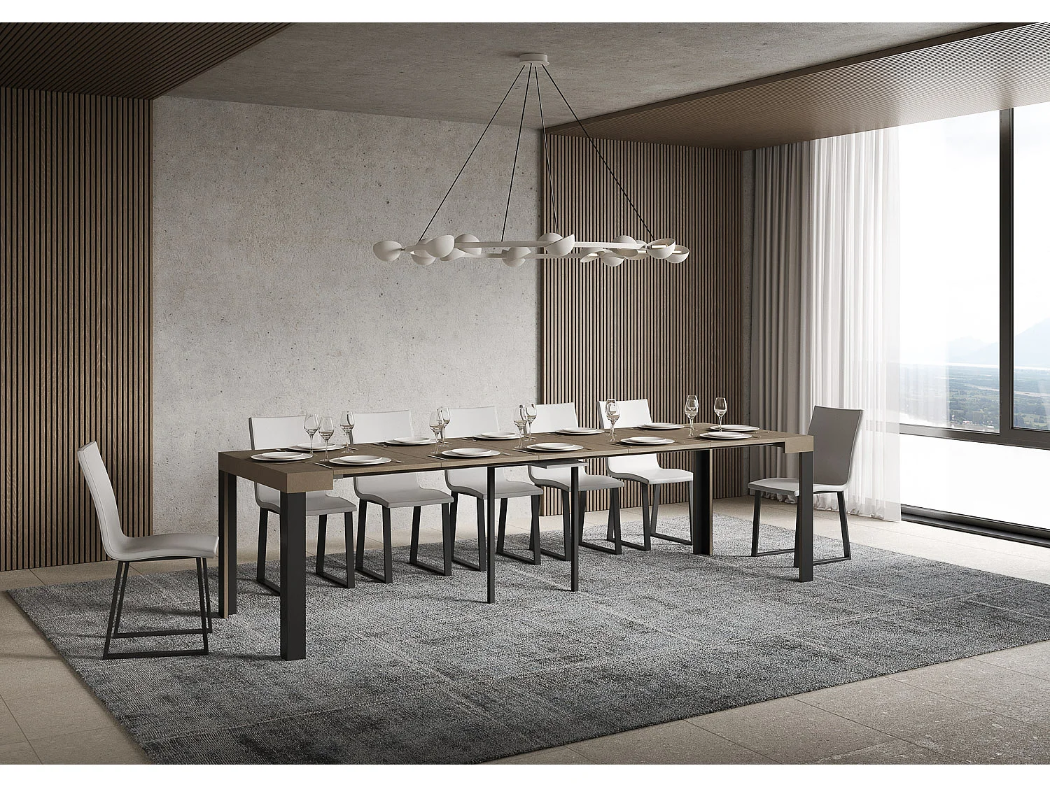 Itamoby Consolle allungabile 90x40/300 cm Linea Tortora telaio Antracite