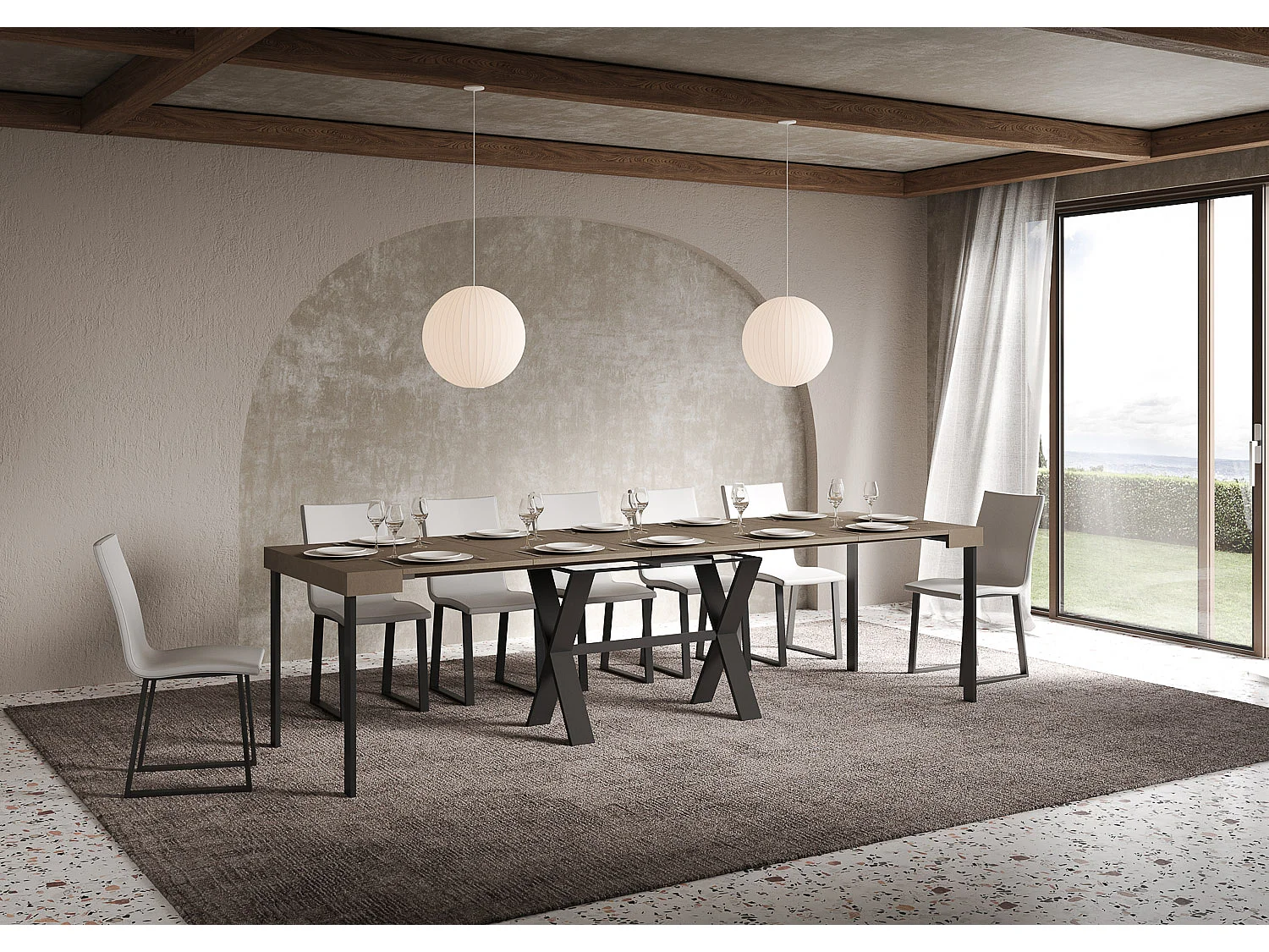 Itamoby Consolle allungabile 90x40/300 cm Xenia Tortora telaio Antracite