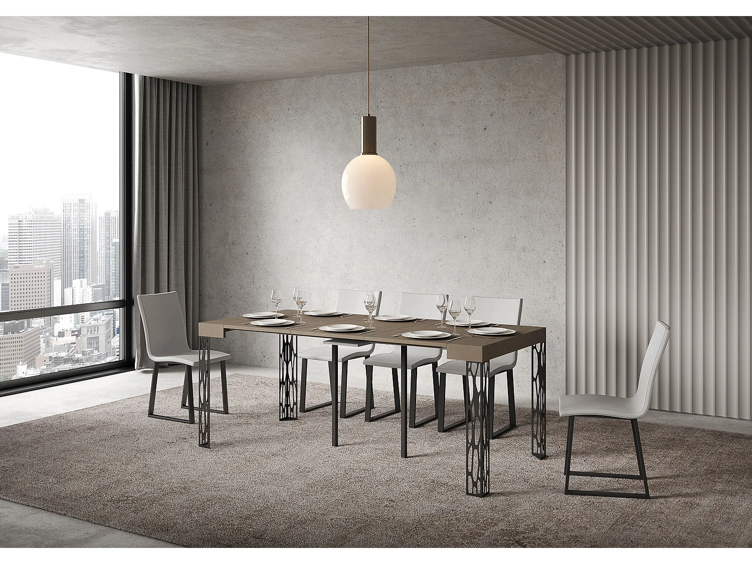 Itamoby Consolle allungabile 90x40/300 cm Ghibli Tortora telaio Antracite