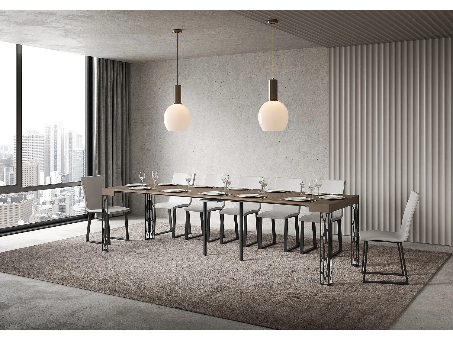 Itamoby Consolle allungabile 90x40/300 cm Ghibli Tortora telaio Antracite