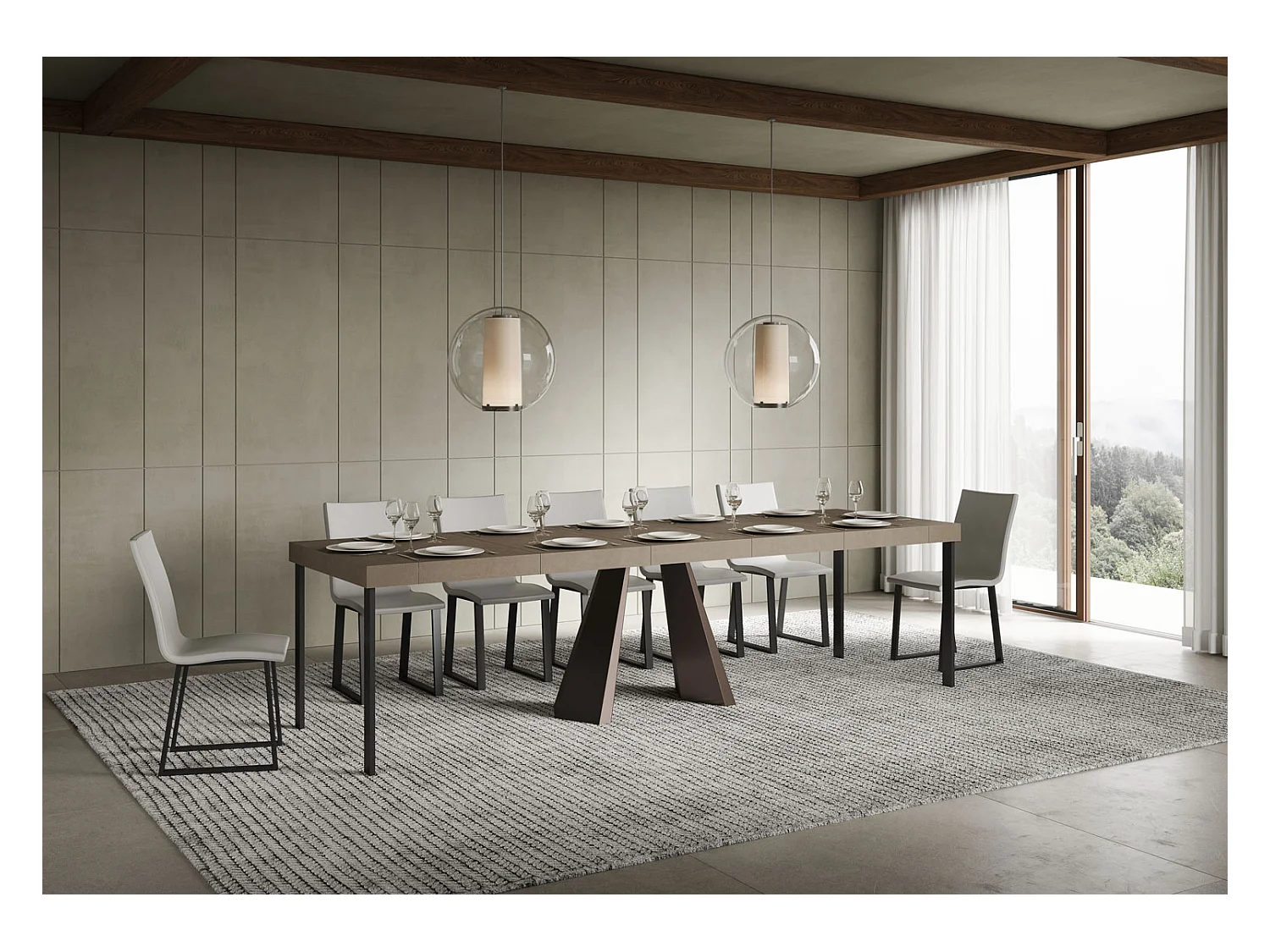 Ausziehbarer Konsolentisch 90x40/300 cm Diamante Premium taubengrau