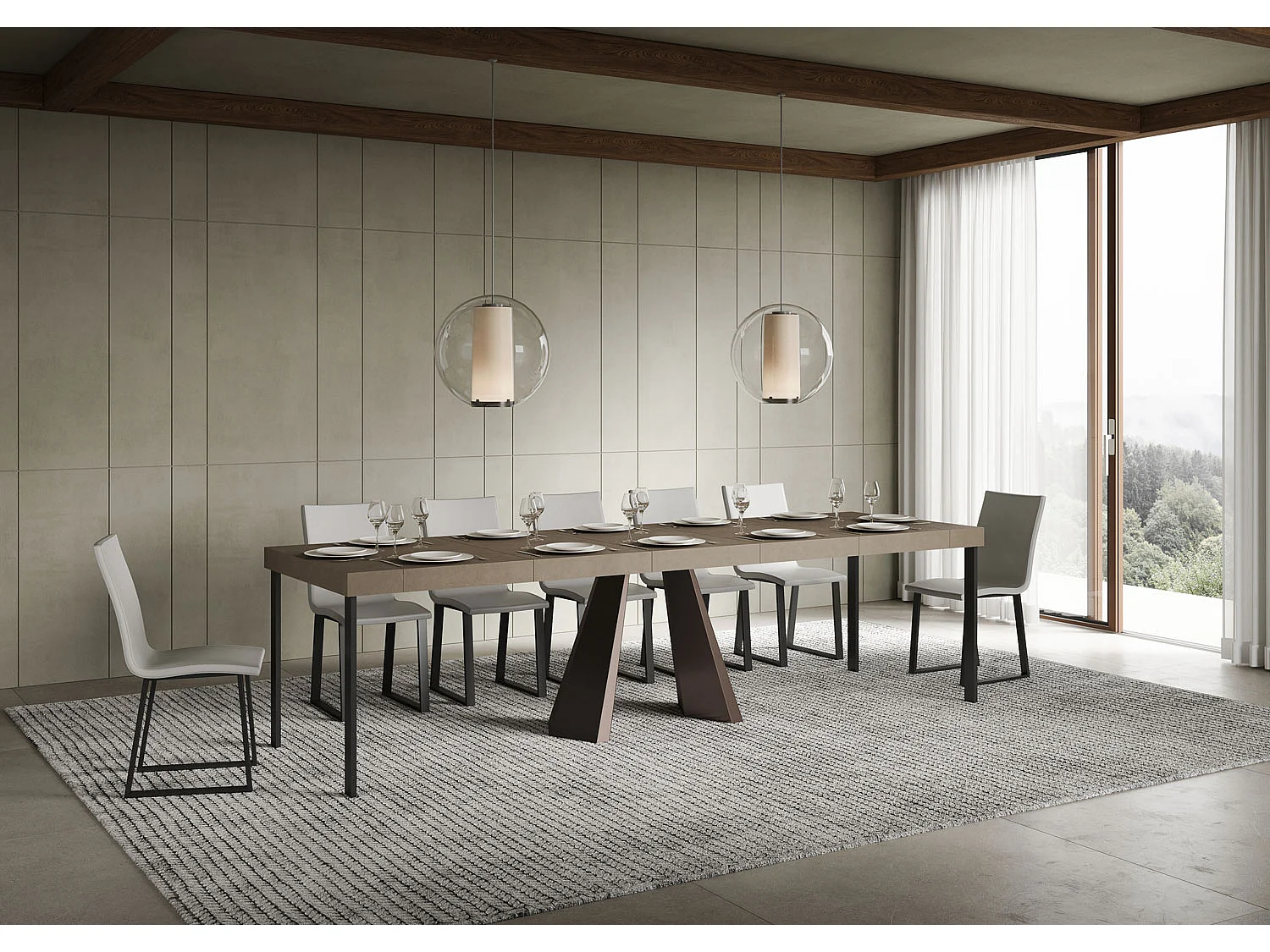 Ausziehbarer Konsolentisch 90x40/300 cm Diamante Premium taubengrau