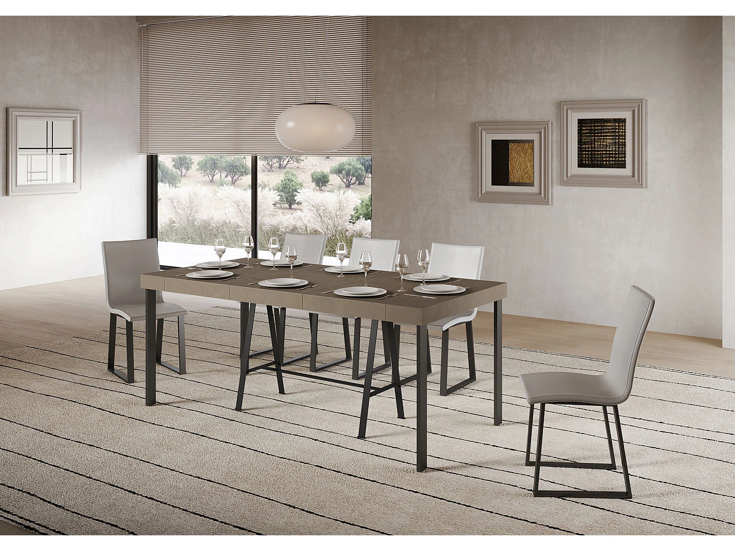 Itamoby Consolle allungabile 90x40/300 cm Banco Premium Tortora telaio Antracite