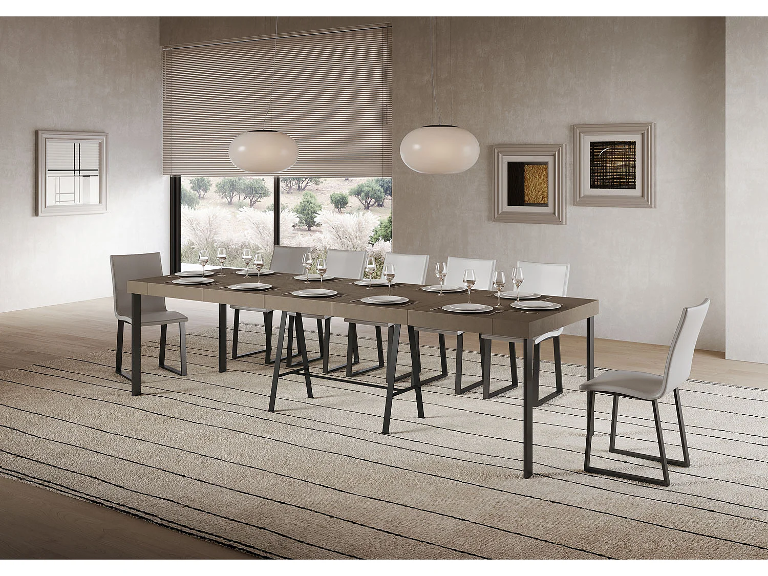 Itamoby Consolle allungabile 90x40/300 cm Banco Premium Tortora telaio Antracite