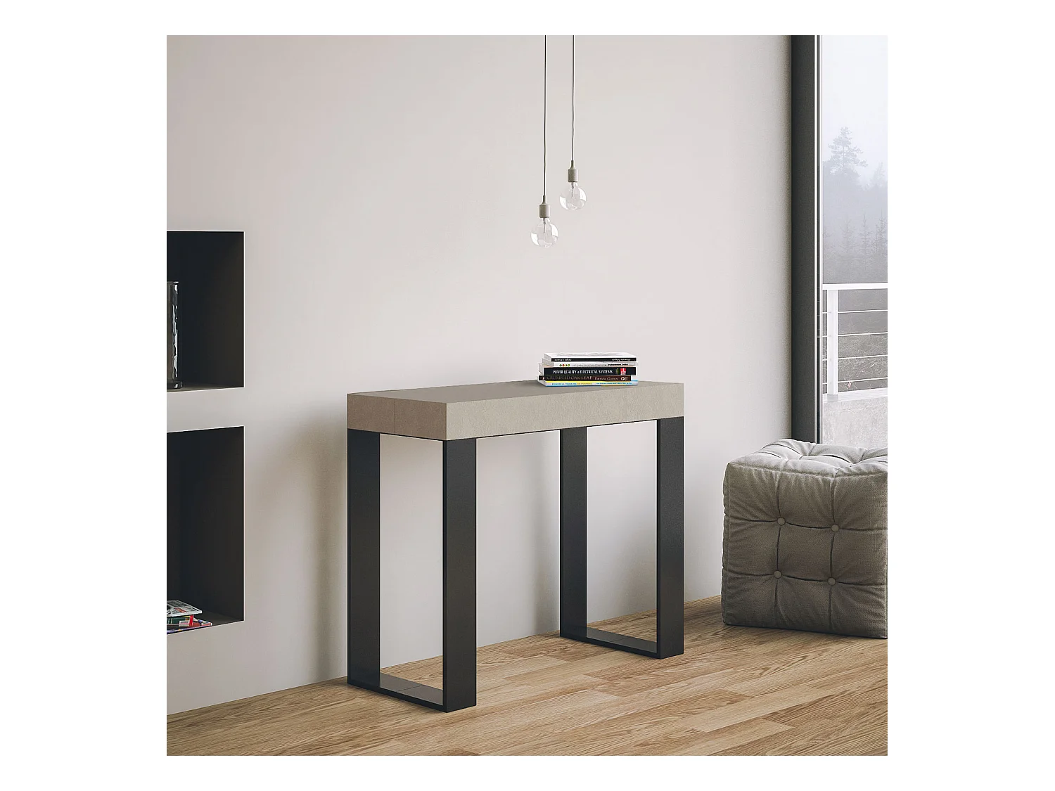 Console extensible 90x40/300 cm Tecno Premium Cachemire cadre Anthracite