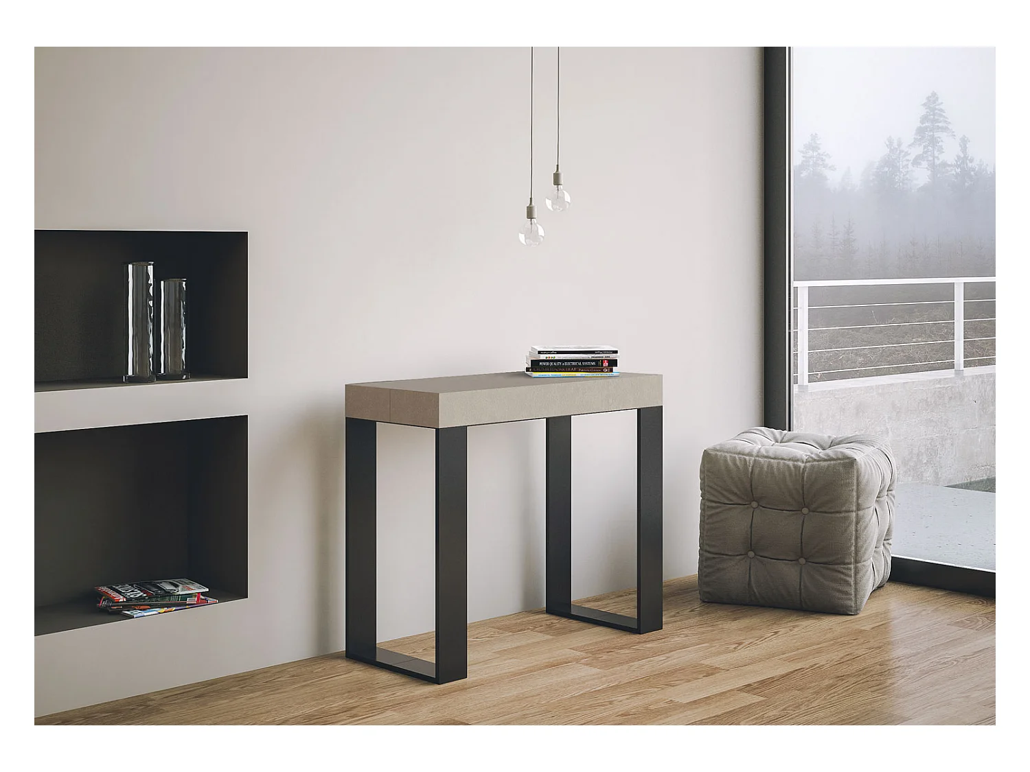 Console extensible 90x40/300 cm Tecno Premium Cachemire cadre Anthracite