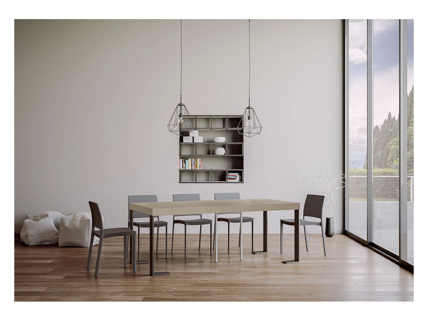 Console extensible 90x40/300 cm Tecno Premium Cachemire cadre Anthracite