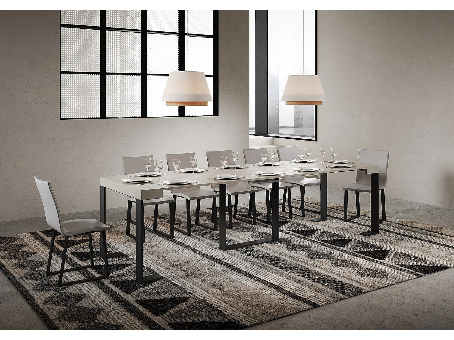 Itamoby Consolle allungabile 90x40/300 cm Futura Cashmere telaio Antracite