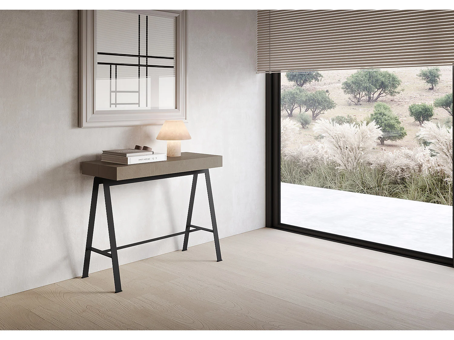 Itamoby Consolle allungabile 90x40/300 cm Banco Tortora telaio Antracite