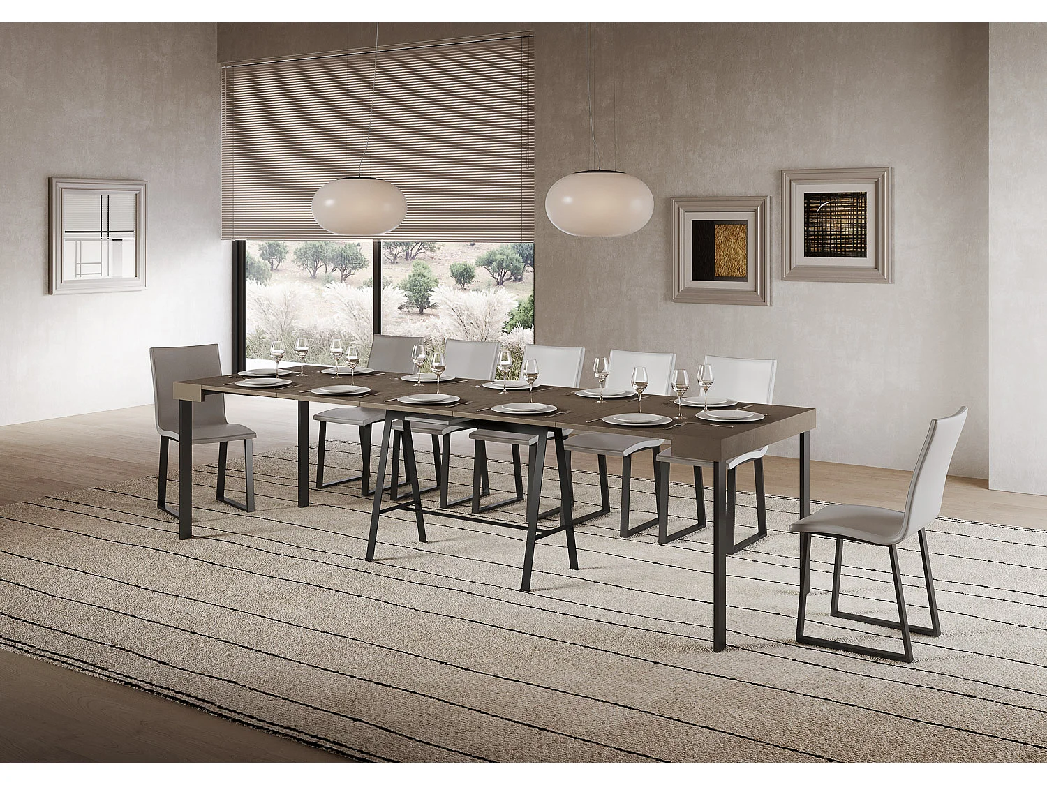 Itamoby Consolle allungabile 90x40/300 cm Banco Tortora telaio Antracite