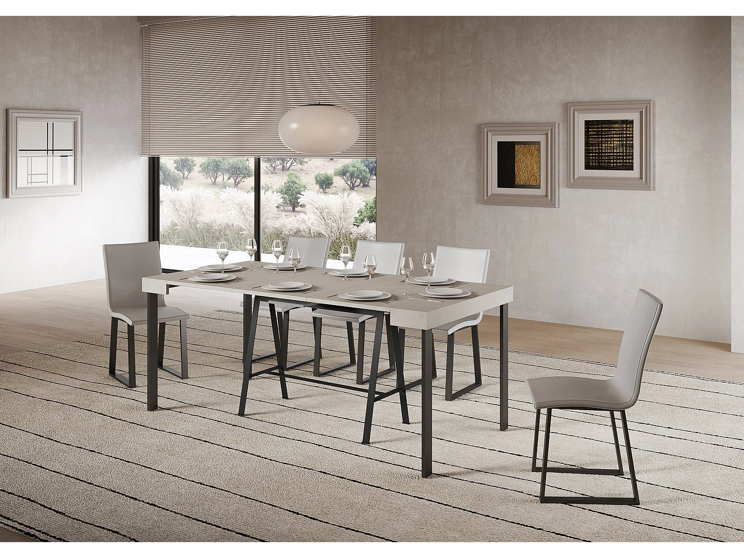 Mesa consola extensível 90x40/300 cm Banco Cachemira quadro Antracite